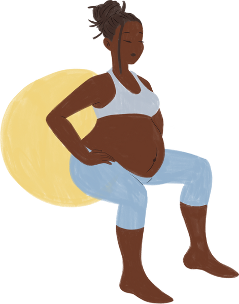 Textured Handdrawn Pregnant Woman Doing Wall Squat